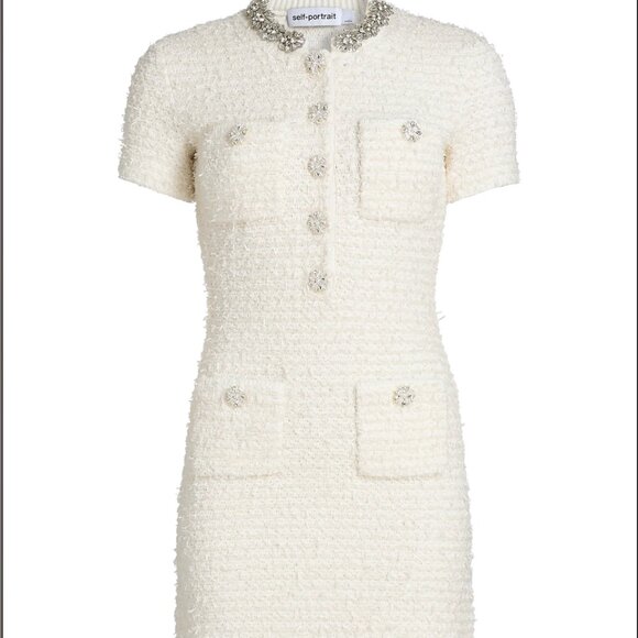 Self Portrait Textured Boucle Minidress NWT S Channel vibes soft yet structured - Picture 6 of 11